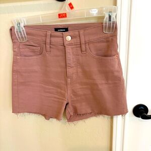 Express 0 Shortie High Rise Hyper Stretch with Raw Edge in Rose Quartz